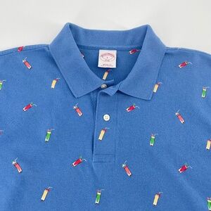 Brooks Brothers Men's Blue Polo Golf Shirt Cocktail Print Size Large